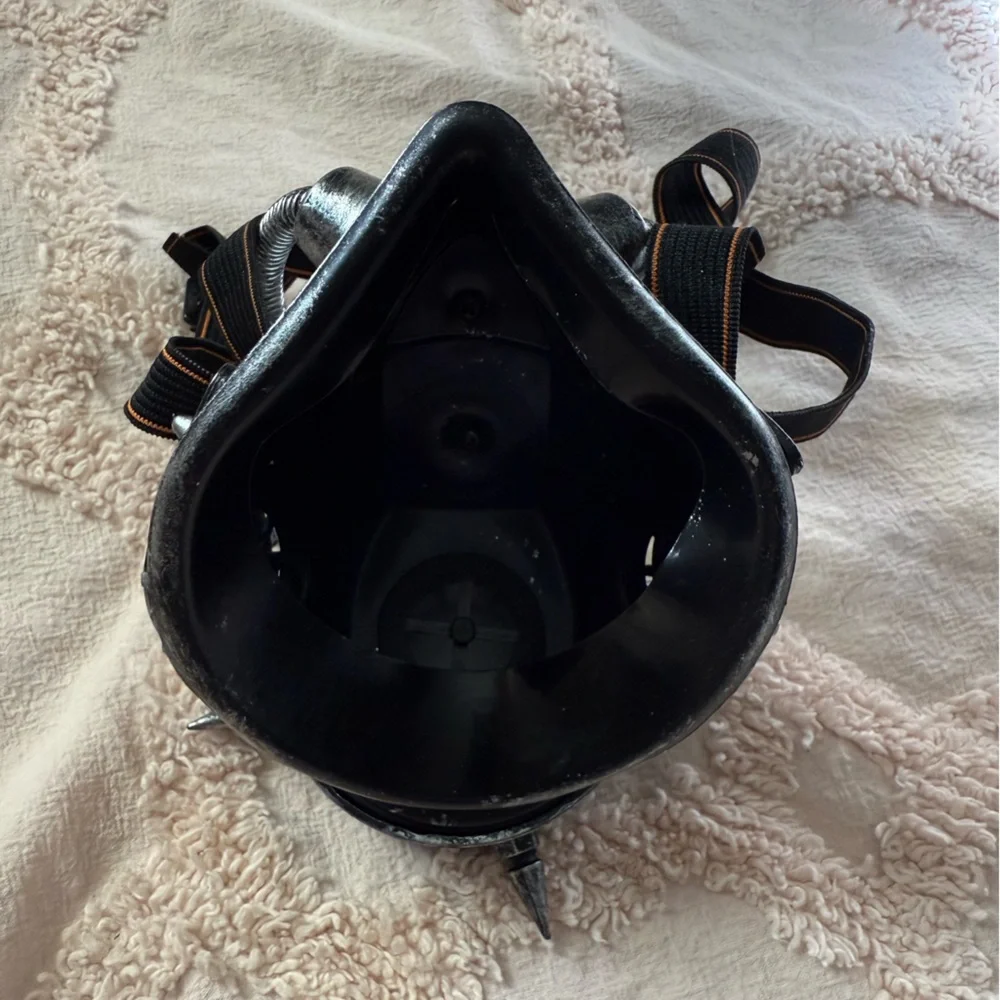 Silver Color Steampunk Respirator Mask with Spikes and Tubing